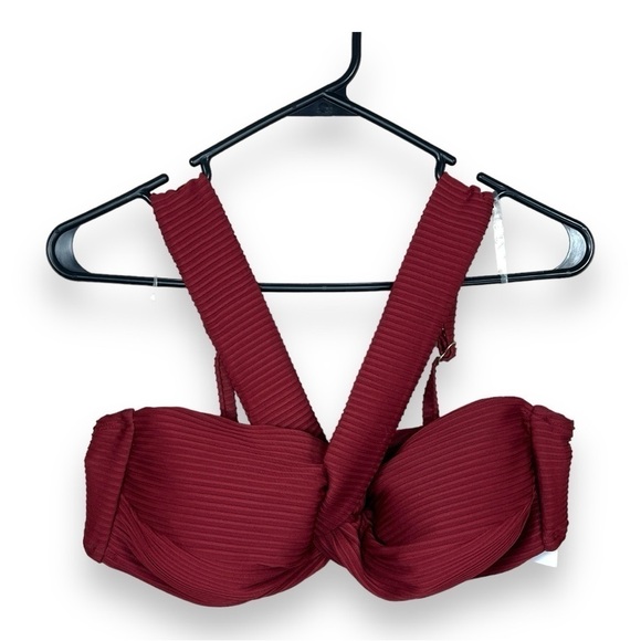 NEW 1x TIME AND TRU BURGUNDY SWIM TOP RETROINED WIREFREE RETRO PLUS NWT - Picture 1 of 8